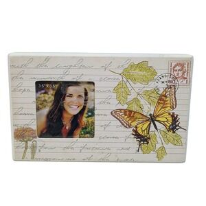 Shabby Chic Butterfly Mail Stamp Photo Frame 3.5 x 3.5‎ Desktop Tabletop Display
